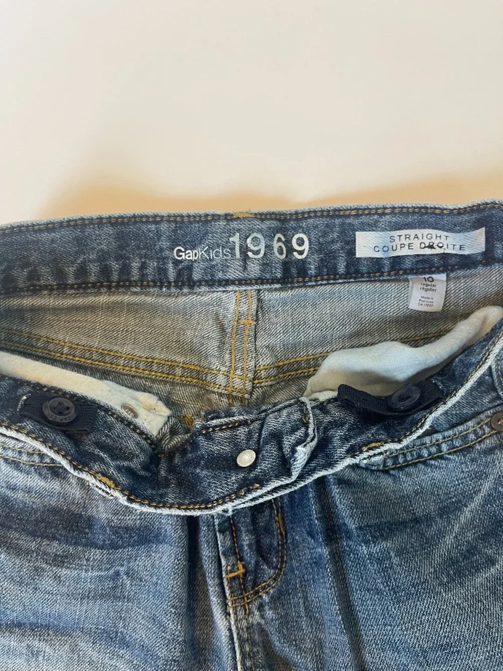 GapKids 1969 Straight Coupe Droite Original Boys Size 10 w/ Adjustable Waist